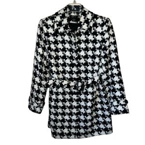 Style & Co. Houndstooth Coat Black and White Size Medium